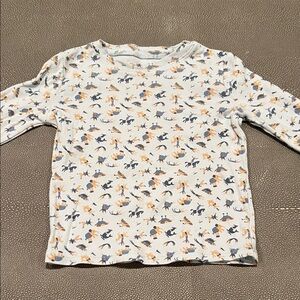 Misha And Puff Long Sleeve Animal Print Shirt - Cream and Blue